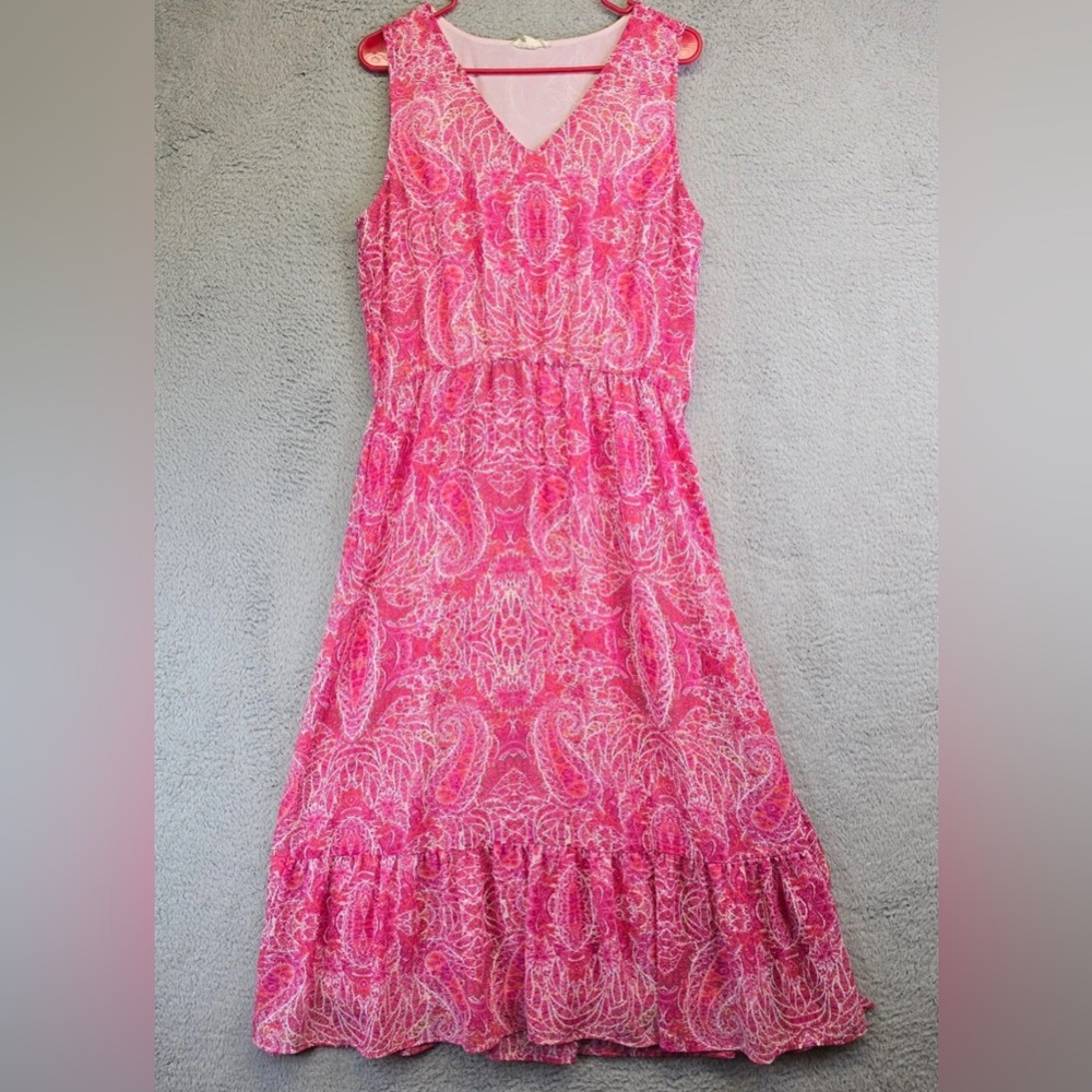 Jane Delancey Pink Bandana Paisley Chiffon Boho Dress